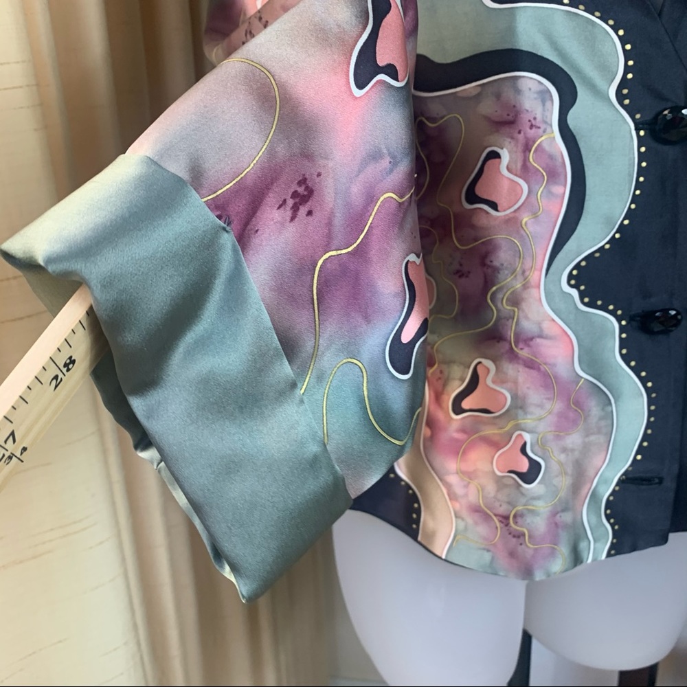 Louise Blumberg Silk Watercolor Art Blazer Jacket - Picture 7 of 13